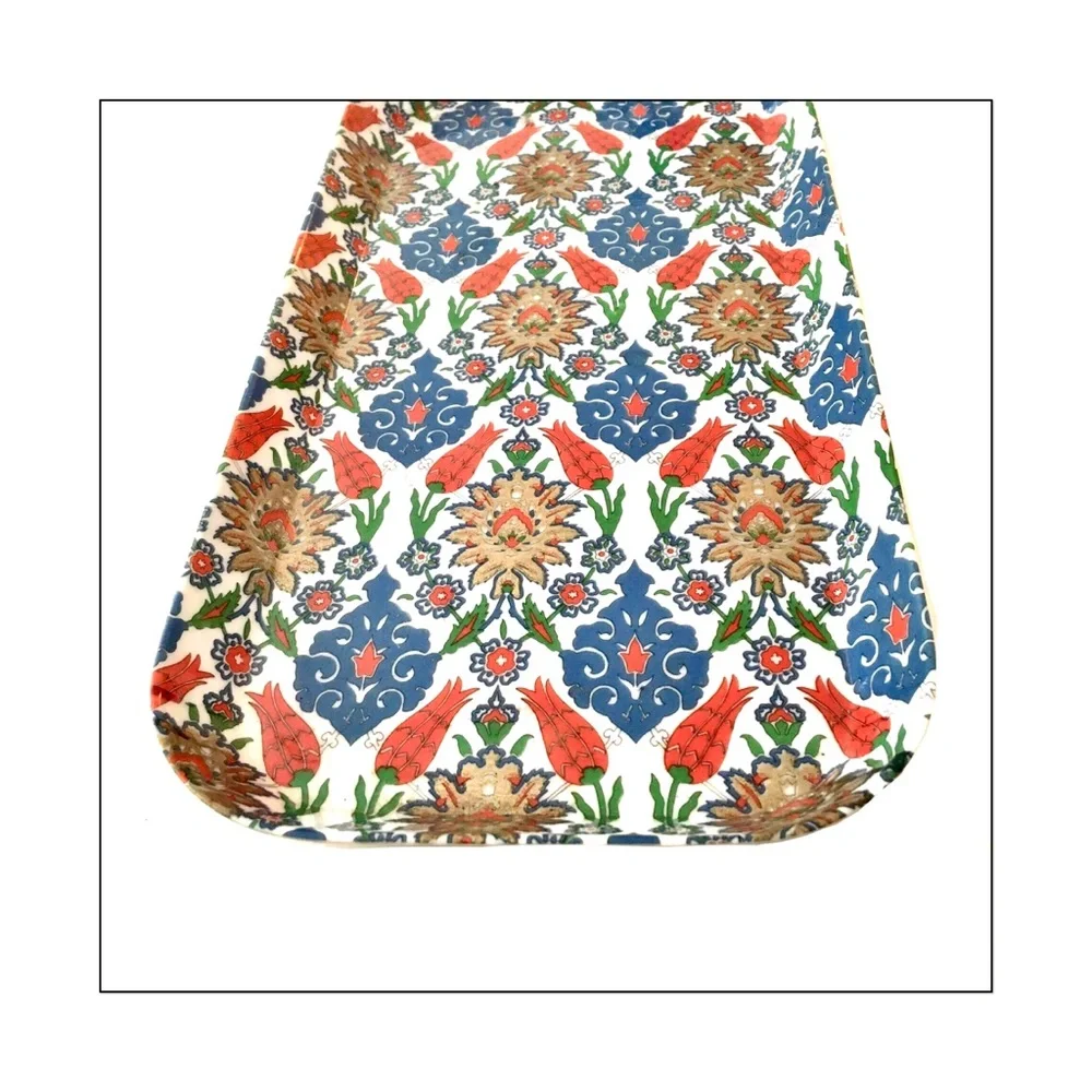 Vintage Set of Two Melamine Trays in Retro Print